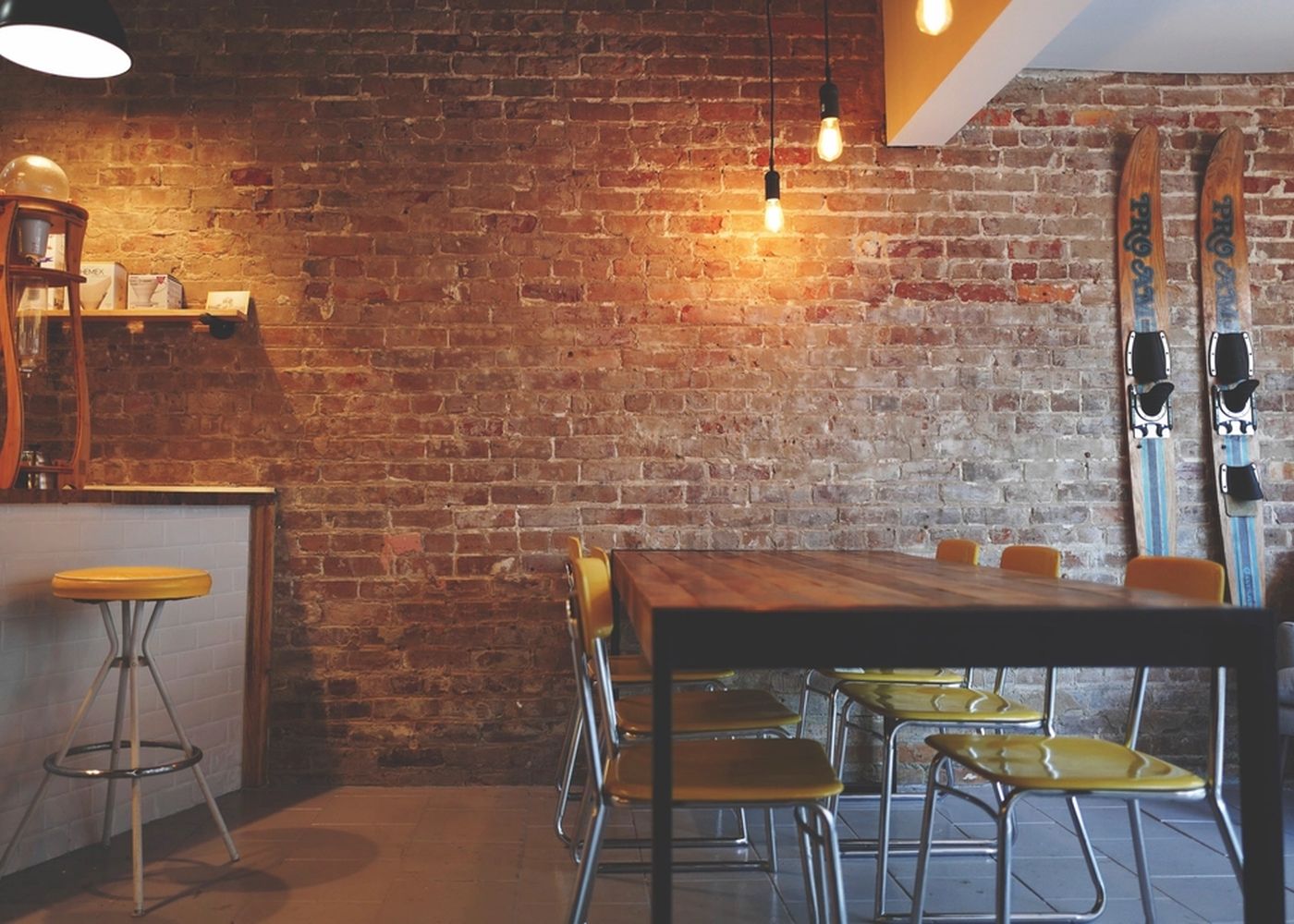 Corner café with exposed brick
