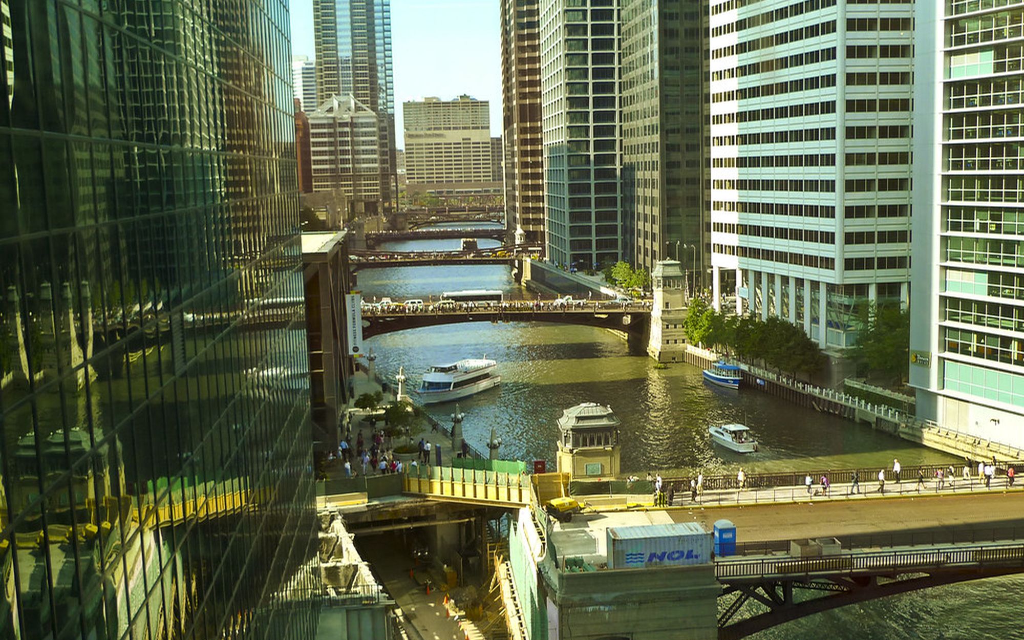 The river and skyline on a clear day
